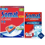 Somat Classic Spülmaschinen Tabs (77 Tabs), kraftvolle Reinigung, strahlend sauber & Somat Spezial Salz 1,2Kg