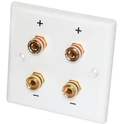 Lautsprecher Anschlussterminal Wand - 4 vergoldete Kontakte - 85x85mm