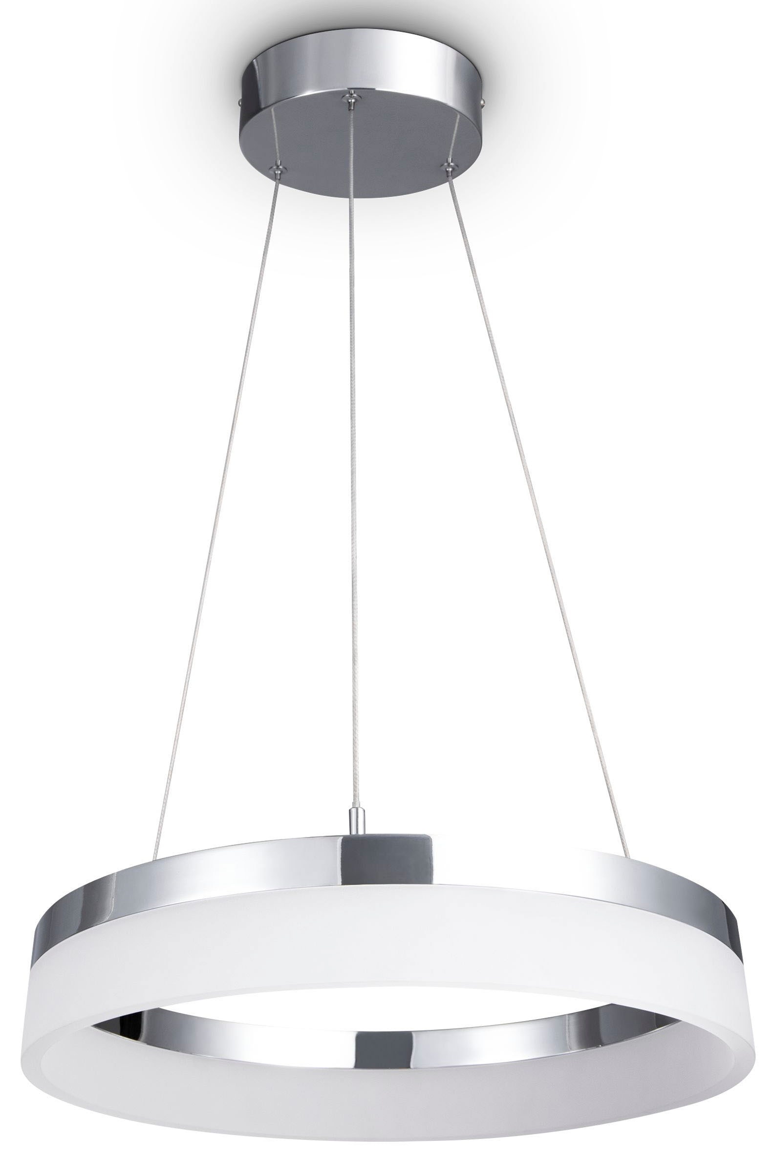 Pendelleuchte PACO HOME "ELLA" Lampen Gr. Ø 40 cm Höhe: 8,4 cm, weiß (chrom, weiß) LED Hängeleuchten und Pendelleuchten