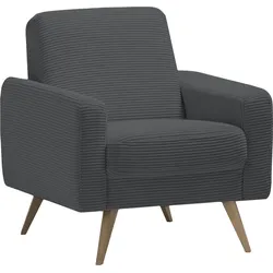 Sessel EXXPO - SOFA FASHION "Samso, Loungesessel", grau (anthrazit), B:82cm H:87cm T:80cm, 100% PES, Sessel, Einzelsessel, elegant und bequem, aktueller Cord Bezug