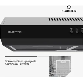 Klarstein Dunstabzugshaube 60cm, 200m3/h LED Edelstahl Acryl Schwarz