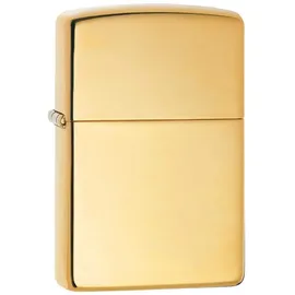 Zippo Sturmfeuerzeug - High Polish Brass, Base Model - Nachfüllbar - Wiederverwendbar - Windfestes Design - Geschenkbox - Made in USA