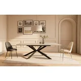 DUBI Möbel Esstisch MALTE, Metallgestell, ausziehbar, 140-180-220cm, 2 Einlegeplatten 4-8 Pers. grau