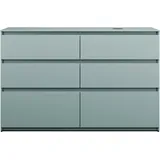 Burgbad Lin20 Waschtischunterschrank inklusive Konsolenplatte, Beckenausschnitt rechts, 6 Auszüge, 1402x487x900mm, SGIG140RF5395, Farbe: Eisblau Matt / Rückwand Anthrazitgrau