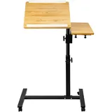 Supfine Betttisch für Laptop, Stehtisch mit 4 Rollen, höhenverstellbar, Computer-Schreibtisch, faltbar, Betttische zur Selbstständigkeit (Holzfarbe, 70 x 44 x 65 – 95 cm)