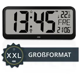 ADE Digitale Wanduhr XXL schwarz