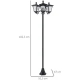 Outsunny Solar Gartenlaterne Mit 3 Flammig Laterne Mast Aus Edelstahl Solarlaterne Mit Led 120 Lumen 51,5x47x182,5cm Wegeleuchte Ip44 Für Garten Balkon Schwarz