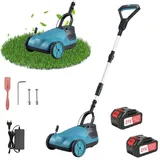 Akku-Rasenmäher 21 cm, Rasenmäher Mit Batterie & Ladegerät, 3 einstellbare Schnitthöhen, für Rasenflächen bis 50 m2, Mit Mulchfunktion, Ideal für kleine Gärten (mit 2 Akku)