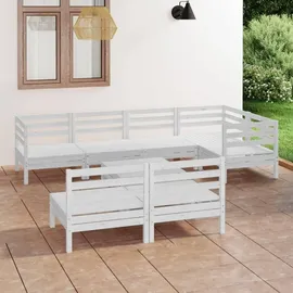 vidaXL Garten-Lounge-Set 8-tlg. Massivholz Kiefer Weiß
