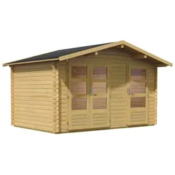 Karibu Gartenhaus Blockbohlenhaus Mittelwandhaus Radur 0 - 28mm-387 x 253cm