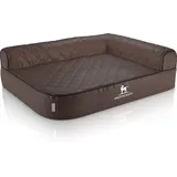 Knuffelwuff Eck Hundebett Winslow Orthopädisch Kunstleder Übergröße XXXL 140 x 100cm Lehne Rechts Braun