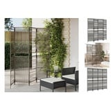 vidaXL Paravent 4-tlg. Grau Poly Rattan