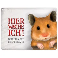 Trendaffe Metallschild mit Hamster Motiv und Spruch: Betreten auf
