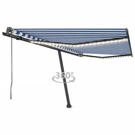 vidaXL LED Automatische Markise 450 x 300 cm blau/weiß inkl. Windsensor 3069771