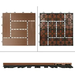 33er Set WPC Terrassenfliesen Balkonfliese Klickfliese Mosaik 30x30cm 3m2