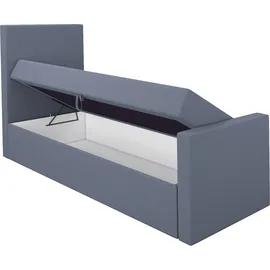 a&j möbelland gmbh Boxspringbett, Jugendbett FUNI 80x200 (Links) mit Bettkästen, Bonell-Matratze und Topper. Farbe: Weiß. - Weiß