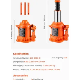 Vevor Wagenheber Stahl 17-32 cm orange