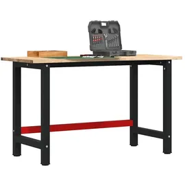 vidaXL Werkbank 140x60x81,5 cm Massivholz Eiche