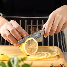 Zayiko Black Edition 3er Messer-Set I Klingen I dunkler Damast I Pakkaholz