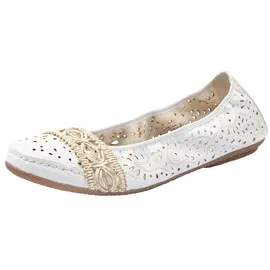 Rieker Ballerina RIEKER, Damen, Gr. 38 (5), weiß, Lederimitat, Schuhe Ballerina, Slipper, Flache Schuhe mit Rundum-Gummizug