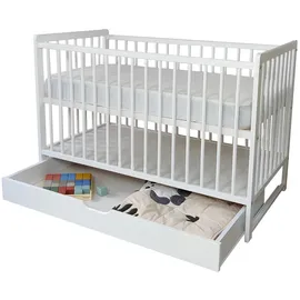 Kids Collective Babybett weiß Holz, Kiefer, 60x120 cm, Babymöbel, Babybetten, Gitterbett