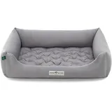 HOUND & NATURE | Orthopädisches Hundebett Zermatt, Gr. XXL für Sehr Große Hunde mit hohem Rand, Kuscheliges Hundesofa mit Hundekissen waschbar (XXL - 125x95 cm, Hellgrau)