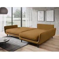 DOMO-HOME Ecksofa mit Schlaffunktion SOLANO – Elegantes Skandinavisches Ecksofa 260x167cm| Bettkasten und Holzbeinen für Komfort und Stil | Hoch... - Braun