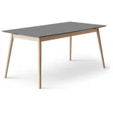 Hammel Furniture Esstisch Meza Designtisch mit Auszugsfunktion und 2 Einlegeplatten, bootsförmige Tischplatte MDF, Eiche Massivholzgestell grau 165 cm x 73,5 cm x 90 cm
