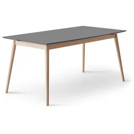 Hammel Furniture Esstisch Meza Designtisch mit Auszugsfunktion und 2 Einlegeplatten, bootsförmige Tischplatte MDF, Eiche Massivholzgestell grau 165 cm x 73,5 cm x 90 cm