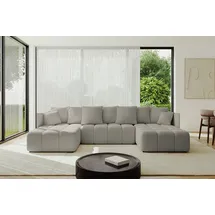 altdecor Ecksofa Cord 6-Sitzer Dunkelgrau