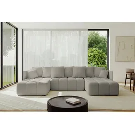 altdecor Ecksofa Cord 6-Sitzer Dunkelgrau