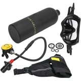 VBESTLIFE Scuba Set DIDEEP 1L Mini Scuba Tank Tauchset mit Entlüfter/Überdruckventil/Scuba/Gurt/Taucherbrille (Schwarz)