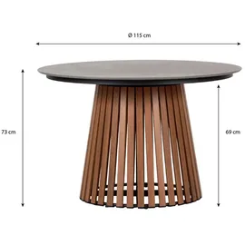 VCM Max Gartentisch Ø 115 x 75 cm Teak/Grau