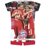 Neumann N Neumann - FC Bayern München 2026 - Trikotkalender 34x42 cm mit 12 Monatsblättern, 2-sprachigem Kalendarium & Spiralbindung, origineller Fußball-Wandkalender in Trikotform für Fans
