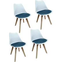 Hti-Living HTI-Living, Stühle, Esszimmerstuhl Samt 2er Set Atlanta Weiss/Blau