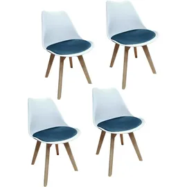 Hti-Living HTI-Living, Stühle, Esszimmerstuhl Samt 2er Set Atlanta Weiss/Blau