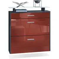 Vladon Schuhschrank, Bordeaux, Holzwerkstoff, 89x96x23 cm, Garderobe, Schuhaufbewahrung, Schuhkipper