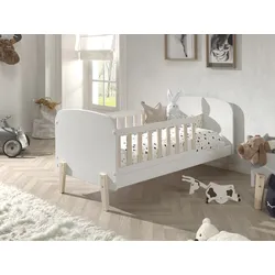 Kinderbett VIPACK "Kiddy", weiß (weiß, kiefer natur), B:77cm H:68,3cm L:147,4cm, Betten, Hochbett, wahlweise mit Bettschubkasten