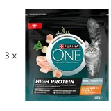 Purina ONE High Protein Huhn - 3 x 650 g (€ 14,31/kg) Trockenfutter Katzenfutter