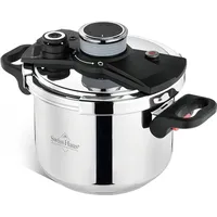 Schnellkochtopf Induktion - 6 Liter / Ø 22 cm Swiss Haus Koch Topf Kochtopf Dampfkochtop EDELSTAH für alle Herdarten Einhandbedienung - Silber