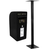 MonsterShop Briefkasten Schwarz inkl. Zeitungsfach