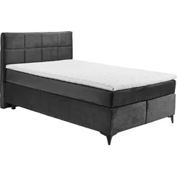 Boxspringbett ED EXCITING DESIGN "Navarra", schwarz, B:143cm L:210cm, 100% Polyester, Komplettbetten, wahlweise mit Matratze