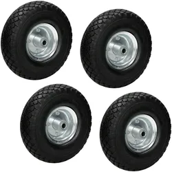 ECD Germany Sackkarrenrad Vollgummi Rad Sackkarre 4er Pack 3.00-4 PU Bollerwagen Schubkarren