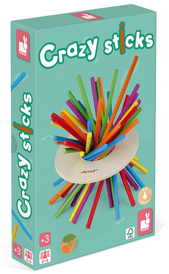 Janod - Crazy Sticks Skill Game - In Wood - For children from the Age of 3, J02695