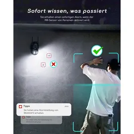 COOAU Überwachungskamera Aussen Solar Akku Kamera Überwachung Außen - 2K PTZ 355°/90° Kabellos WLAN IP Kamera​Outdoor mit Smart Bewegungsmelder | Farbige Nachtsicht | Schwarz