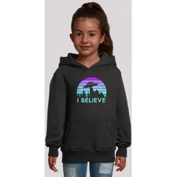 Kapuzenpullover F4NT4STIC "I BELIEVE UFO Alien Spacecraft Retro", Mädchen, Gr. 158/164, schwarz, Obermaterial: 65% Baumwolle, 35% Polyester, casual, relaxed fit, Langarm, Pullover, Premium Qualität