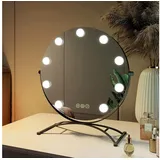 EMKE Emke, Kosmetikspiegel, Runder Hollywood-Kosmetikspiegel mit 11 Lampen, 1X+7X Vergrößerung, 3 Farbtemperaturen, 40*47cm