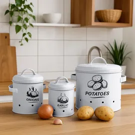 Relaxdays Kartoffel Aufbewahrungsbox 3er Set schwarz