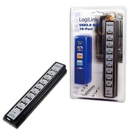 Logilink USB 2.0 Hub 10-Port inkl. Netzteil und LED Aktivitätsanzeige