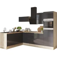 kochstation Winkelküche L-Form grau